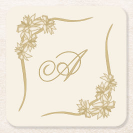 Posavasos Cuadrado De Papel Sheer Poinsettia Lace Monogramed