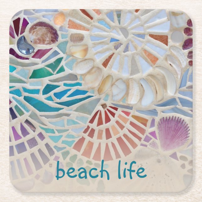 Posavasos Cuadrado De Papel Shell de Beach Life  (Anverso)