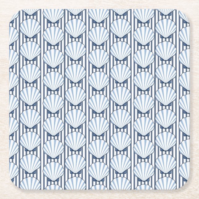 Posavasos Cuadrado De Papel Shell Stripe Elegance (Anverso)