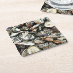 Posavasos Cuadrado De Papel Shiitake Mushrooms
