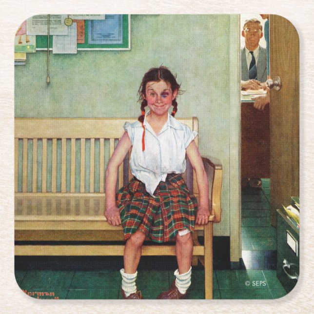 Posavasos Cuadrado De Papel Shiner o fuera de la oficina del director (Anverso)