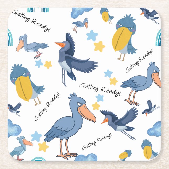 Posavasos Cuadrado De Papel Shoebill Baby Shower Napkins (Anverso)