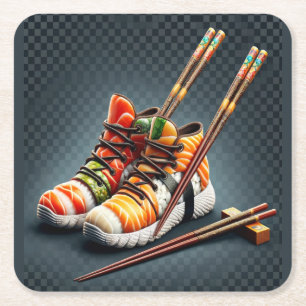 Posavasos Cuadrado De Papel Shoeshi ME - Esneaker único de sushi