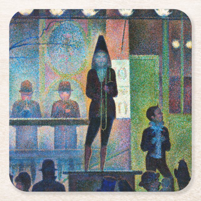 Posavasos Cuadrado De Papel Sideshow del circo, Seurat (Anverso)