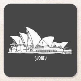 Posavasos Cuadrado De Papel Sídney Opera House Australia dibujo souvenir