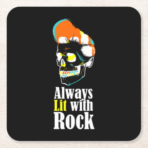 Posavasos Cuadrado De Papel Siempre iluminado con rock