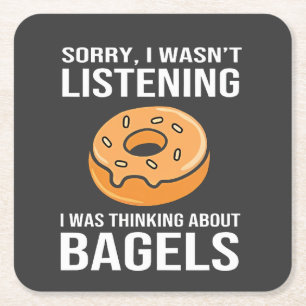 Posavasos Cuadrado De Papel Siento haber pensado en Bagels Jewish Hanukkah
