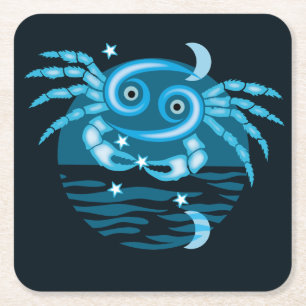 Posavasos Cuadrado De Papel Signo de estrella zodiaca - Símbolo de cáncer