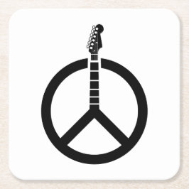 Posavasos Cuadrado De Papel Signo de paz de guitarra