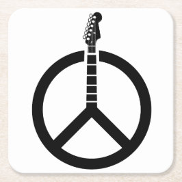Posavasos Cuadrado De Papel Signo de paz de guitarra