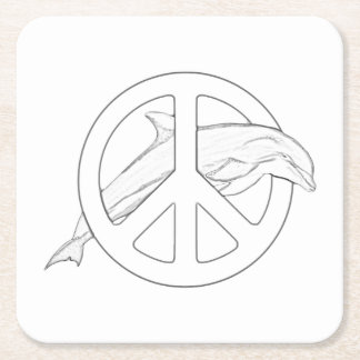 Posavasos Cuadrado De Papel Signo de paz delfín montaña de papel de color para