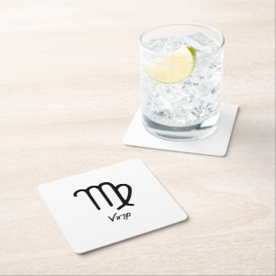Posavasos Cuadrado De Papel Signo zodiacal de Virgo sobre fondo blanco