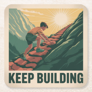 Posavasos Cuadrado De Papel Sigue Construyendo