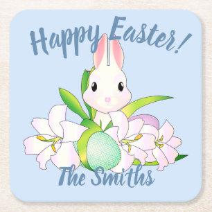 Posavasos Cuadrado De Papel Silencio de Pascua y Dulces