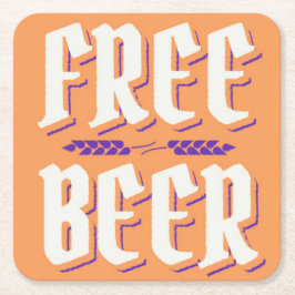 Posavasos Cuadrado De Papel Silly & Kitschy FREE BEER