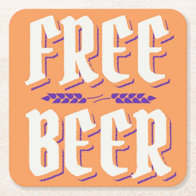 Posavasos Cuadrado De Papel Silly & Kitschy FREE BEER (Anverso)