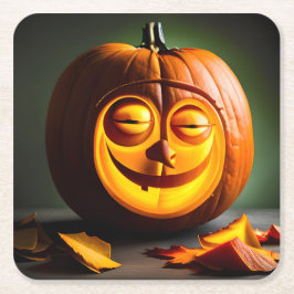 Posavasos Cuadrado De Papel Silly Mr. Pumpkin Head