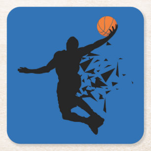 Posavasos Cuadrado De Papel Silueta de jugador de baloncesto
