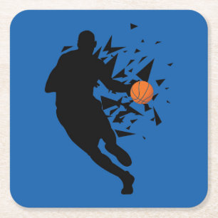 Posavasos Cuadrado De Papel Silueta de jugador de baloncesto