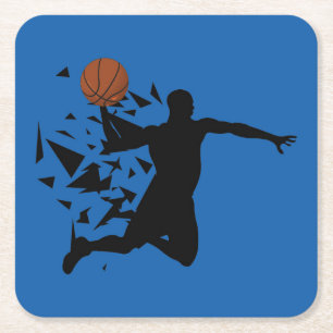 Posavasos Cuadrado De Papel Silueta de jugador de baloncesto