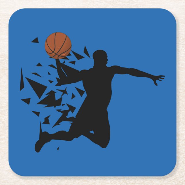 Posavasos Cuadrado De Papel Silueta de jugador de baloncesto (Anverso)