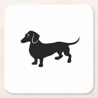 Posavasos Cuadrado De Papel Silueta del Dachshund
