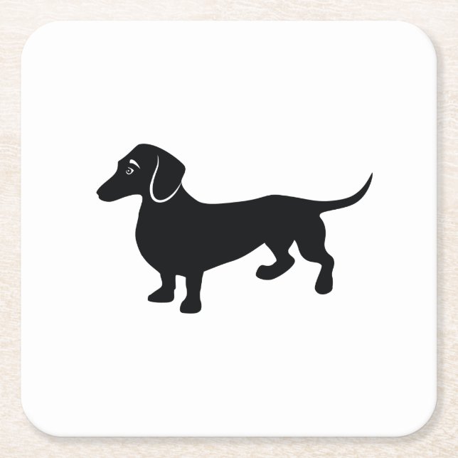 Posavasos Cuadrado De Papel Silueta del Dachshund (Anverso)