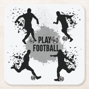 Posavasos Cuadrado De Papel Siluetas de fútbol de Guay Play