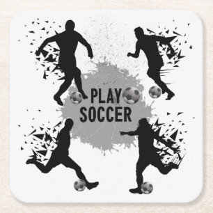 Posavasos Cuadrado De Papel Siluetas de fútbol de Guay Play