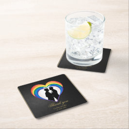 Posavasos Cuadrado De Papel Siluetas gays elegantes.