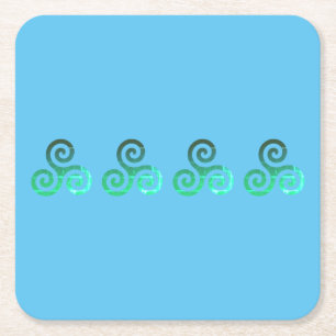 Posavasos Cuadrado De Papel Símbolo celta de la época de Emerald Triskele