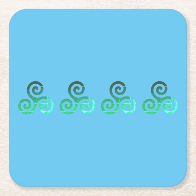 Posavasos Cuadrado De Papel Símbolo celta de la época de Emerald Triskele (Anverso)