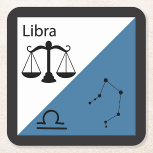 Posavasos Cuadrado De Papel Símbolo curado de zodiaco, Rótulo y diseño estelar