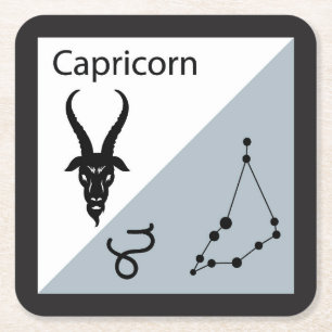 Posavasos Cuadrado De Papel Símbolo curado de zodiaco, Rótulo y diseño estelar