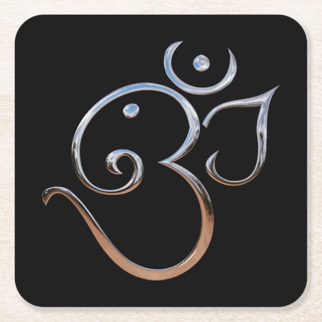 Posavasos Cuadrado De Papel Símbolo de OM (Anverso)