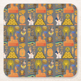 Posavasos Cuadrado De Papel Símbolo de patrón jeroglífico egipcio antiguo