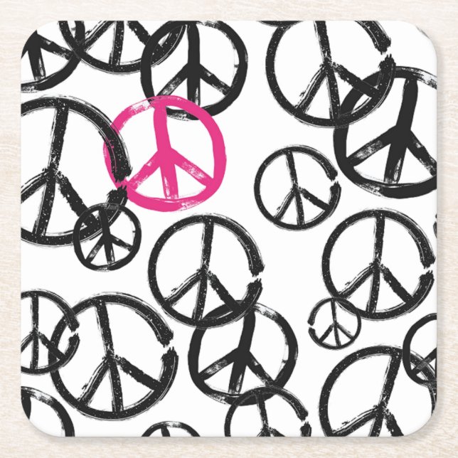 Posavasos Cuadrado De Papel Símbolo de paz (Anverso)