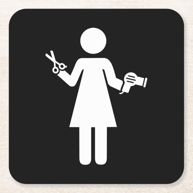 Posavasos Cuadrado De Papel Símbolo de peluquero (Anverso)