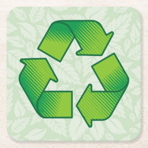 Posavasos Cuadrado De Papel Símbolo de reciclaje