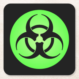 Posavasos Cuadrado De Papel Símbolo verde de riesgo biológico
