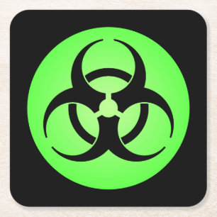Posavasos Cuadrado De Papel Símbolo verde del Biohazard