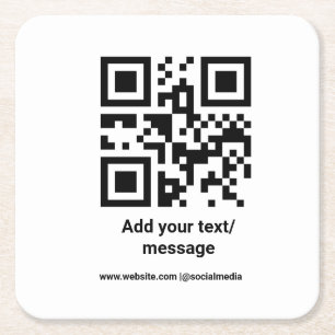 Posavasos Cuadrado De Papel simple código de barras personalizado agregue su t