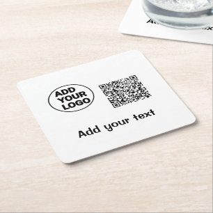 Posavasos Cuadrado De Papel Simple código qr minimal agregar logo escanear nom