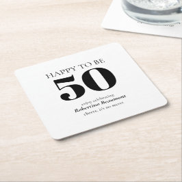 Posavasos Cuadrado De Papel Simple Modern Surprise 50th Birthday Party