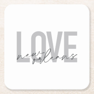 Posavasos Cuadrado De Papel Simple, urbano, moderno diseño fresco Love New Orl