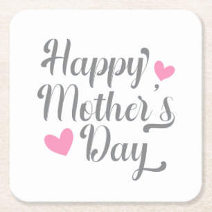Posavasos Cuadrado De Papel Simple y feliz caligrafía del día de la madre  Mon