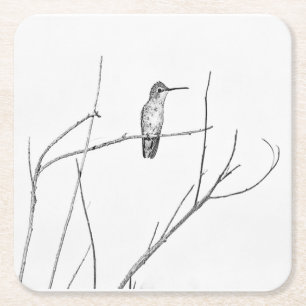 Posavasos Cuadrado De Papel Simplemente un colibrí sobre un palo
