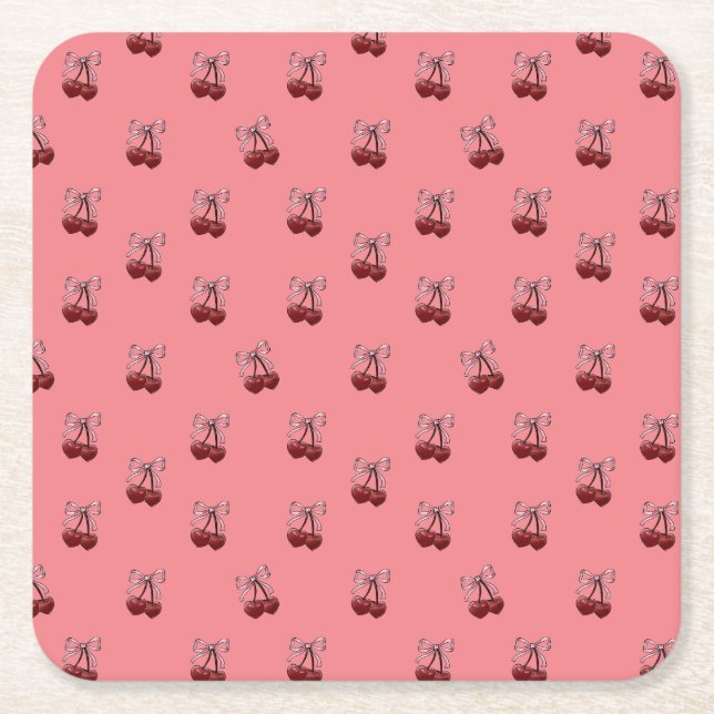 Posavasos Cuadrado De Papel Simply Cherries (Anverso)