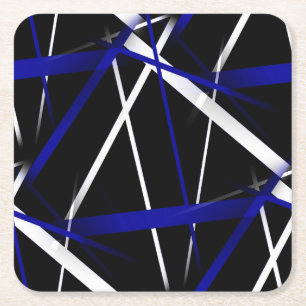 Posavasos Cuadrado De Papel Sinopsis de las líneas azules y blancas reales