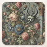 Posavasos Cuadrado De Papel Sins of the Affluent – Gothic Victorian Design<br><div class="desc">Gold fluted columns rise. Horned grotesques whisper through the roses. Sins of the Affluent unspools a lavish decay, where serpentine tongues slither through floral splendor and baroque excess conceals something far more feral. It's wealth as ruin, beauty as indulgence, and a garden grown from guilt. Perfect for those who know...</div>
